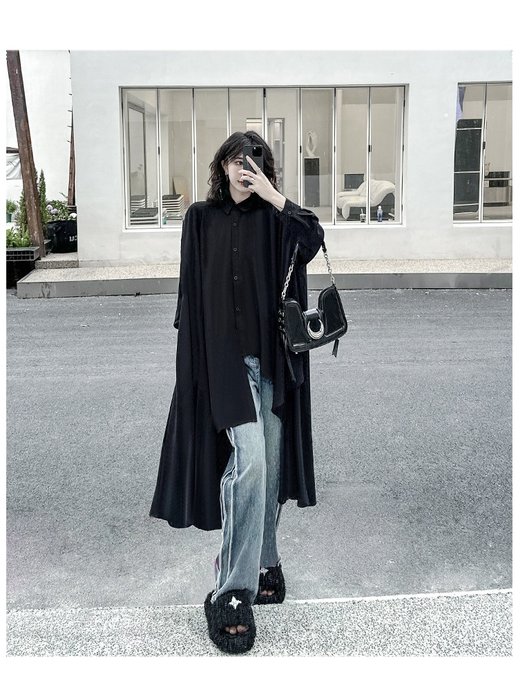 【J.Fashion】 2025秋 前短後長 ロングブラウス 不規則裾 おしゃれ レディース ロングシャツ チュニック 関連商品購入可能 メガ割