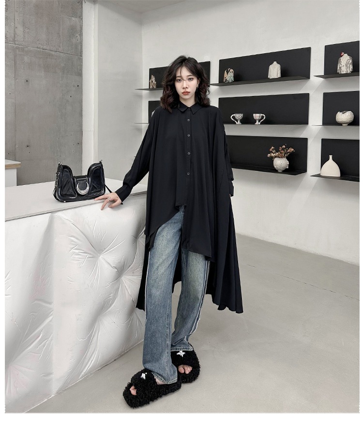 【J.Fashion】 2025秋 前短後長 ロングブラウス 不規則裾 おしゃれ レディース ロングシャツ チュニック 関連商品購入可能 メガ割