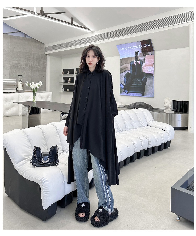 【J.Fashion】 2025秋 前短後長 ロングブラウス 不規則裾 おしゃれ レディース ロングシャツ チュニック 関連商品購入可能 メガ割