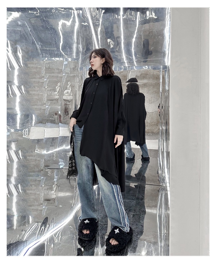 【J.Fashion】 2025秋 前短後長 ロングブラウス 不規則裾 おしゃれ レディース ロングシャツ チュニック 関連商品購入可能 メガ割