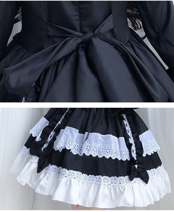 メイド コスプレ ワンピース メイド服 半袖 長袖 ヘッドドレス コスプレ 衣装 フィッシュテール COS コスチューム ハロウィン フリル レディース かわいい ロリータ ハイウエスト ブラック ピ