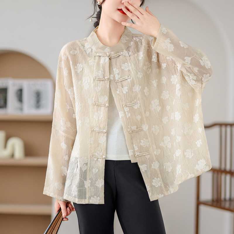 【急速出荷!】夏 「ファットガール」2024夏シアーシャツUVカットブラウス中華風大きいサイズ体型カバーお尻すっぽりサテンシャツ紫外線対策冷房対策チャイナカーディガン 【急速出荷!】夏 「ファットガール」2024夏シアーシャツUVカットブラウス中華風大きいサイズ体型カバーお尻すっぽりサテンシャツ紫外線対策冷房対策チャイナカーディガン