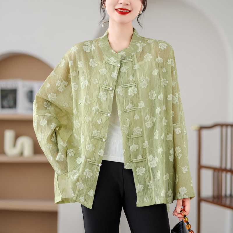 【急速出荷!】夏 「ファットガール」2024夏シアーシャツUVカットブラウス中華風大きいサイズ体型カバーお尻すっぽりサテンシャツ紫外線対策冷房対策チャイナカーディガン 【急速出荷!】夏 「ファットガール」2024夏シアーシャツUVカットブラウス中華風大きいサイズ体型カバーお尻すっぽりサテンシャツ紫外線対策冷房対策チャイナカーディガン