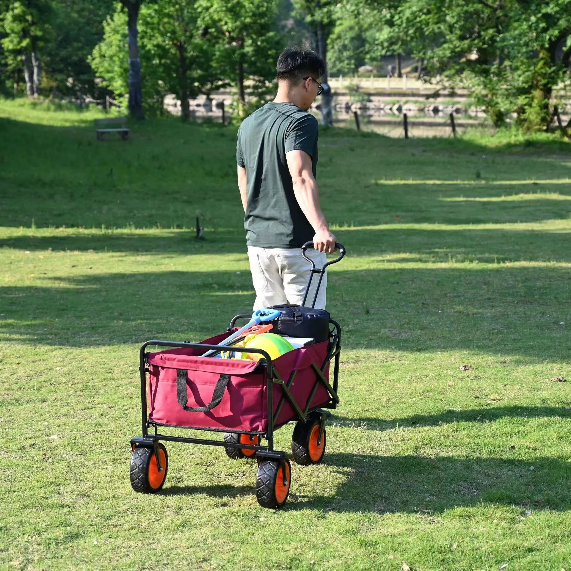 【迅速な出荷】キャリーワゴン 屋根付き 折りたたみ 収納カゴ付き ストッパー付き おしゃれ キャリーカート アウト