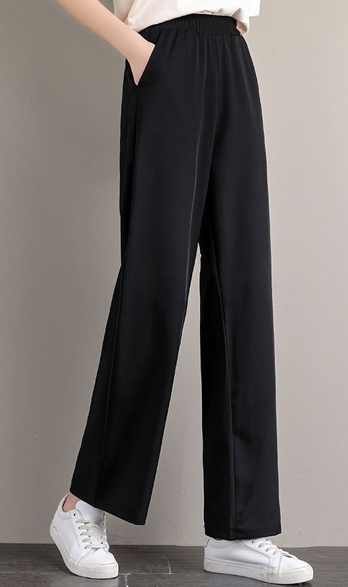 2色 ボトムス パンツ 秋 春夏 きれいめ カジュアル かわいい レディース ストレートパンツ ロング丈 無地 ウエスト ゴム ポケット 黒 ブラック 赤 レッド カラバリ かわいい 大人可愛い きれ