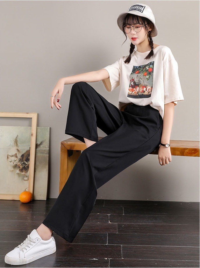 2色 ボトムス パンツ 秋 春夏 きれいめ カジュアル かわいい レディース ストレートパンツ ロング丈 無地 ウエスト ゴム ポケット 黒 ブラック 赤 レッド カラバリ かわいい 大人可愛い きれ