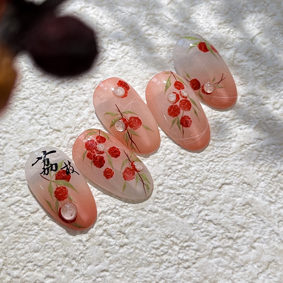 【1点ご購入 で10点プレゼントいたします】ゼリーライチネイルシール甘いライチサマーフレッシュ中飾りシール