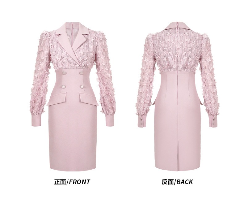 2024新品 スーツワンピース 花びら飾り ピンク ドレス パーティー キャバ 大人 同窓会 披露宴 卒業式 結婚式 演奏会 ウェディング 二次会 メガ割