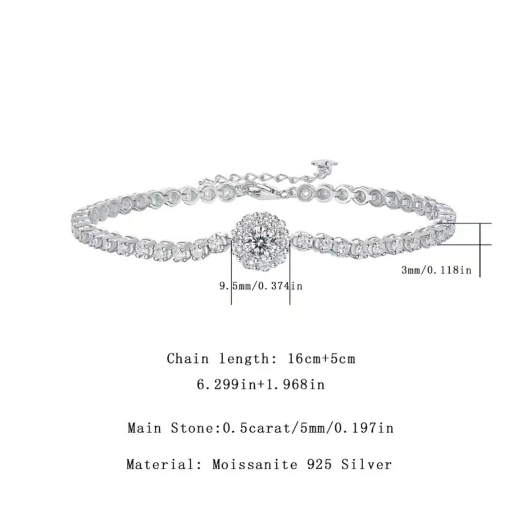 Jiuzuan d Vvs moissanite女性用テニスブレスレット スプリングクラスプブレスレット 925スターリングシルバーブレスレット ウェディングギフト オリジナル Jiuzuan d Vvs moissanite女性用テニスブレスレット スプリングクラスプブレスレット 925スターリングシルバーブレスレット ウェディングギフト オリジナル