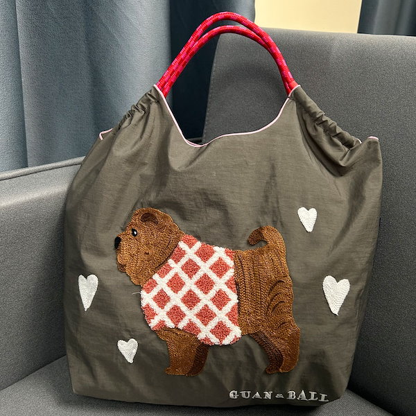 Qoo10] 沙皮犬 刺繍ショッピングバッグストラップ