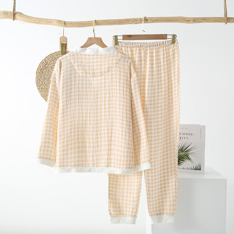 大きいサイズ パジャマ レディース 上下セット 長袖 ルームウェア 前開き 冬 秋冬 暖かい コットン 前開き マタニティ パジャマ 春夏日系純綿クレープ夏の薄い格子の長袖のパジャマを着ることができま 大きいサイズ パジャマ レディース 上下セット 長袖 ルームウェア 前開き 冬 秋冬 暖かい コットン 前開き マタニティ パジャマ 春夏日系純綿クレープ夏の薄い格子の長袖のパジャマを着ることができま