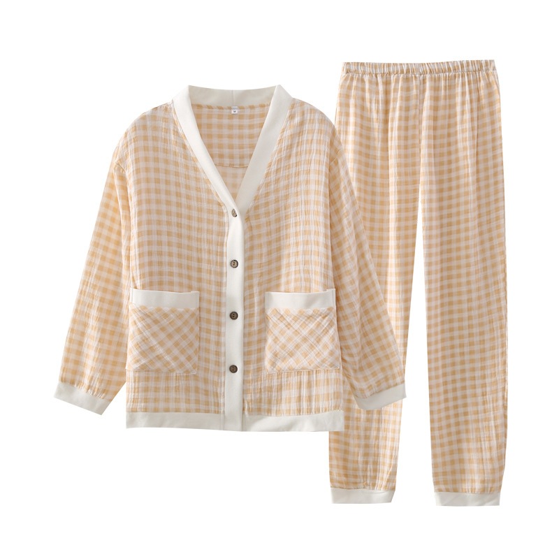 大きいサイズ パジャマ レディース 上下セット 長袖 ルームウェア 前開き 冬 秋冬 暖かい コットン 前開き マタニティ パジャマ 春夏日系純綿クレープ夏の薄い格子の長袖のパジャマを着ることができま 大きいサイズ パジャマ レディース 上下セット 長袖 ルームウェア 前開き 冬 秋冬 暖かい コットン 前開き マタニティ パジャマ 春夏日系純綿クレープ夏の薄い格子の長袖のパジャマを着ることができま