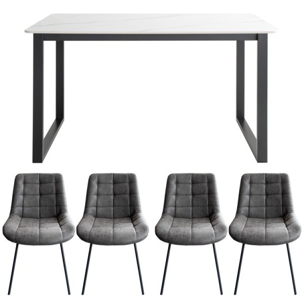 大理石風 セラミックダイニングテーブル チェア5点セット 130cmセラミック天板 デザインテーブル ダイニングチェア セット