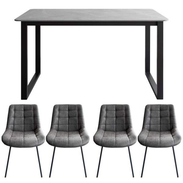 大理石風 セラミックダイニングテーブル チェア5点セット 130cmセラミック天板 デザインテーブル ダイニングチェア セット