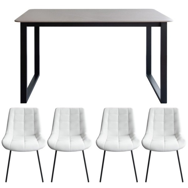 大理石風 セラミックダイニングテーブル チェア5点セット 130cmセラミック天板 デザインテーブル ダイニングチェア セット