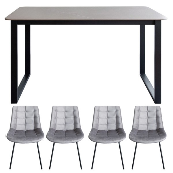 大理石風 セラミックダイニングテーブル チェア5点セット 130cmセラミック天板 デザインテーブル ダイニングチェア セット