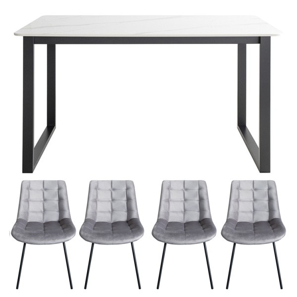 大理石風 セラミックダイニングテーブル チェア5点セット 130cmセラミック天板 デザインテーブル ダイニングチェア セット