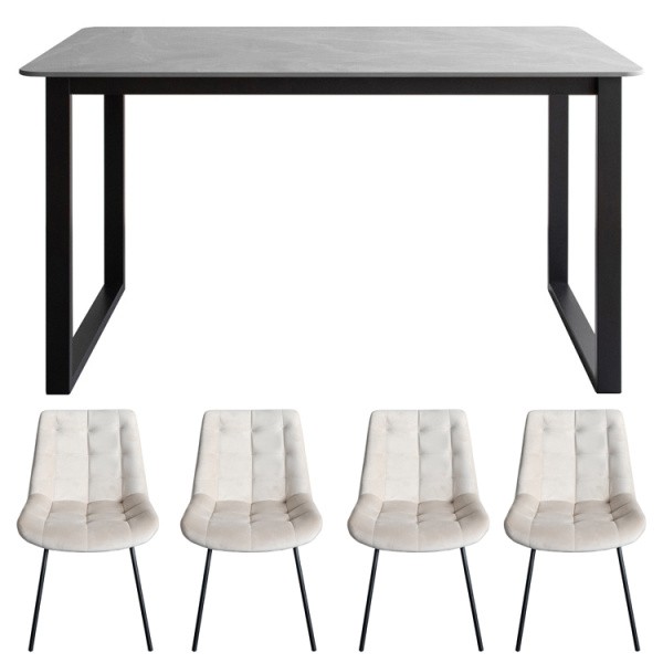 大理石風 セラミックダイニングテーブル チェア5点セット 130cmセラミック天板 デザインテーブル ダイニングチェア セット