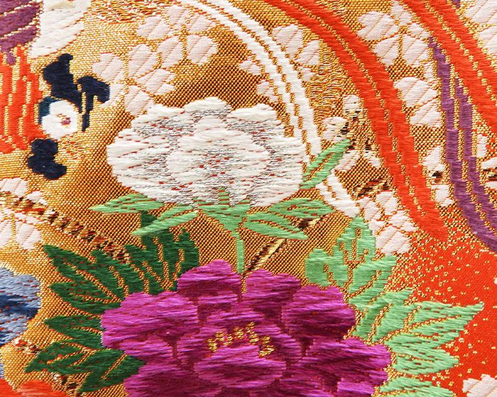 色打掛 正絹 四季花御所車模様 打掛 花嫁衣裳 婚礼 リサイクル 中古 ブライダル ウエディング 着物 e3157