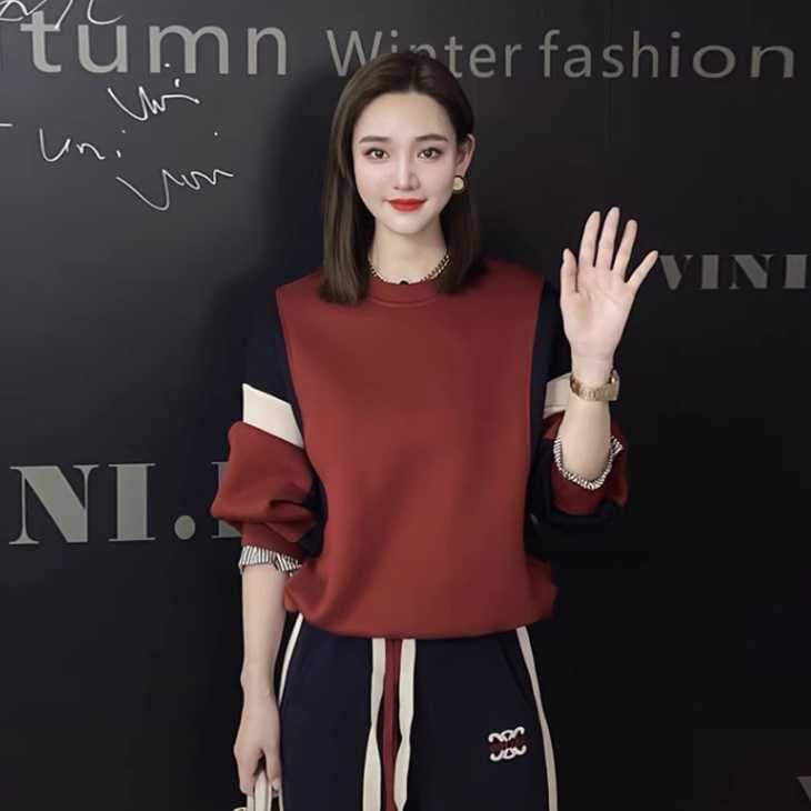 きれいめ レディースファッション スウェット ジャージ 上下2点セット 小さいサイズ 大きいサイズ S M L XL 2XL メンズライク 重ね着風異素材セットアップ スポーツウエア スポーティー