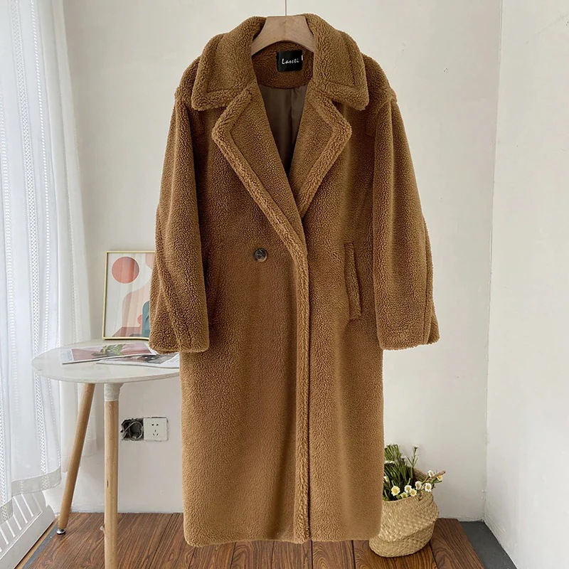 【急速出荷】ロング丈 フェイクファー 大人 カジュアル 膝下丈 暖かい 秋冬 韓国風