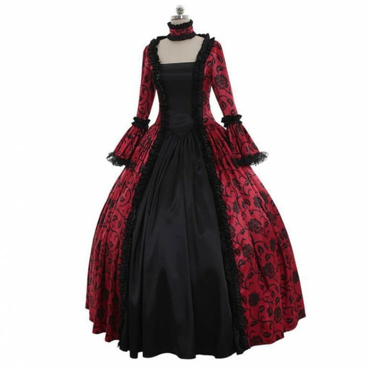 レトロドレス 大人用コスプレ衣装 ロングドレス 長袖 ハロウィン衣装 プリンセスライン お姫様 プリンセス 欧風 貴族 ハロウィンコスチューム cosplay 変装 イベント 舞台劇 舞台衣装