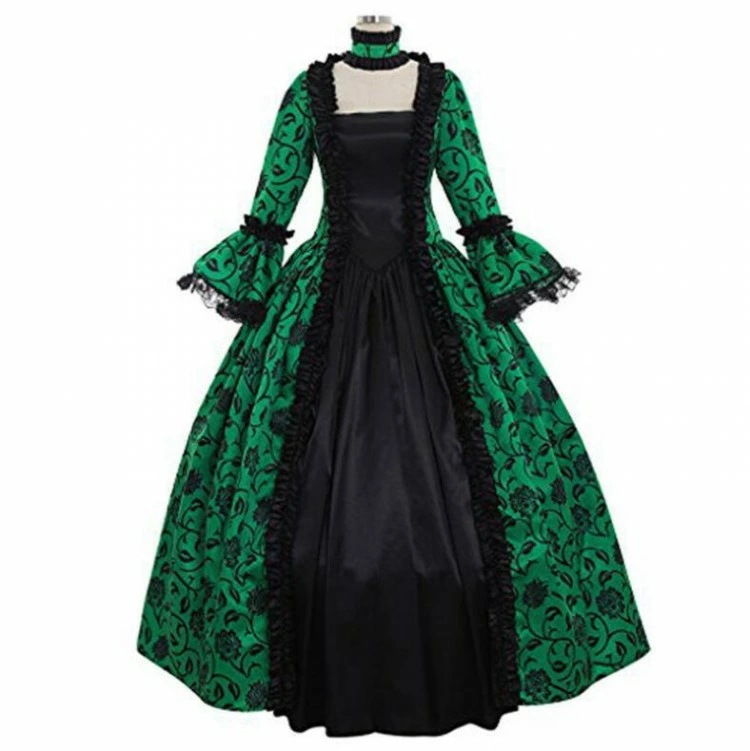 レトロドレス 大人用コスプレ衣装 ロングドレス 長袖 ハロウィン衣装 プリンセスライン お姫様 プリンセス 欧風 貴族 ハロウィンコスチューム cosplay 変装 イベント 舞台劇 舞台衣装