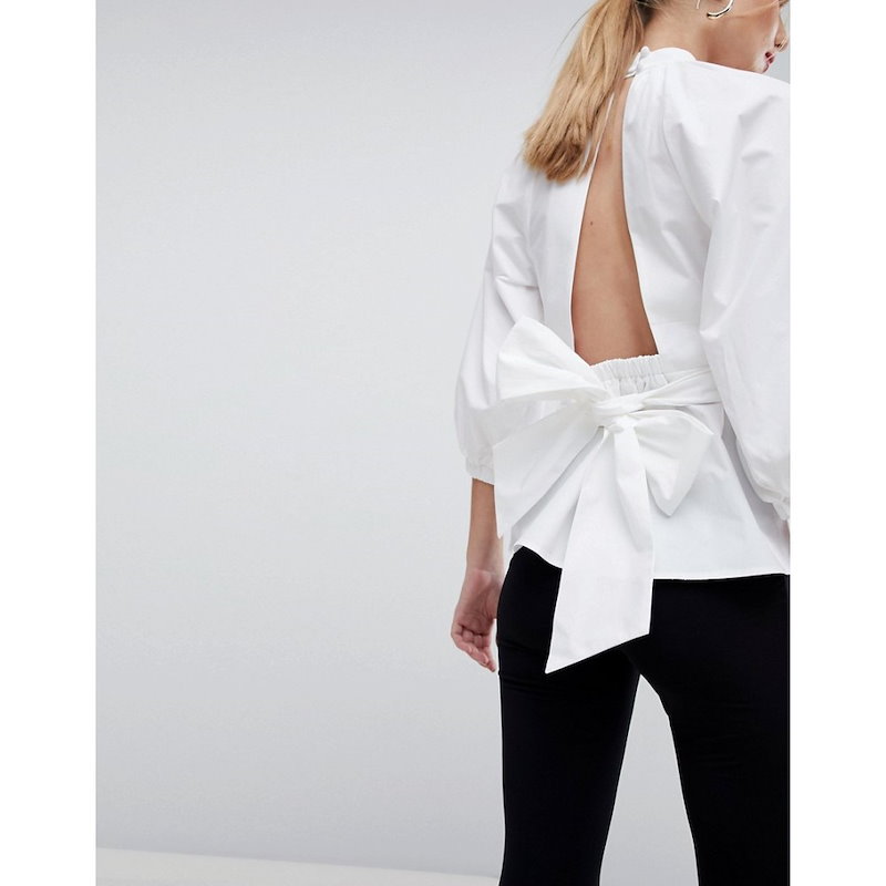 エイソス レディース トップス【ASOS Premium Cotton Open Back Top】White エイソス レディース トップス【ASOS Premium Cotton Open Back Top】White