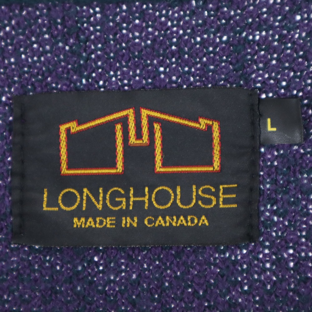 ロングハウス ウール 長袖 ニットカーディガン L パープル系 LONGHOUSE レディース ロングハウス ウール 長袖 ニットカーディガン L パープル系