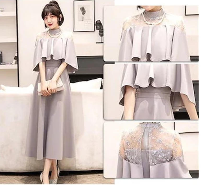 ドレス 結婚式 お呼ばれ パーディー ミモレ丈 パーティードレス レースドレス ワンピース おしゃれ フォーマル 二次会 パーティー お呼ばれ 演奏会 成人式