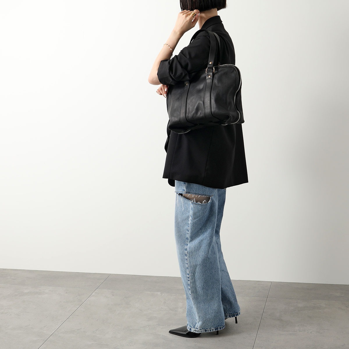 GUIDI グイディ トートバッグ SOFT HOURSE FULL GRAIN GB0 メンズ ソフトホースレザー 鞄 BLKT