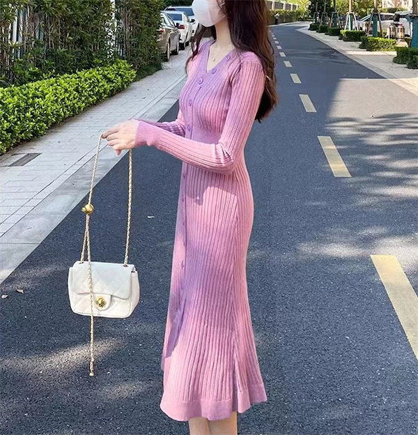 Qoo10] ニットワンピース ニット ワンピース フ