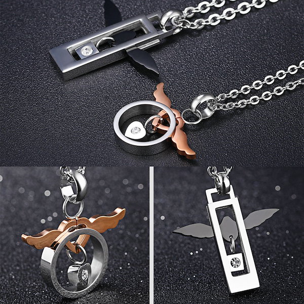 Qoo10] 天使の羽ネックレス ペアセット 首飾り