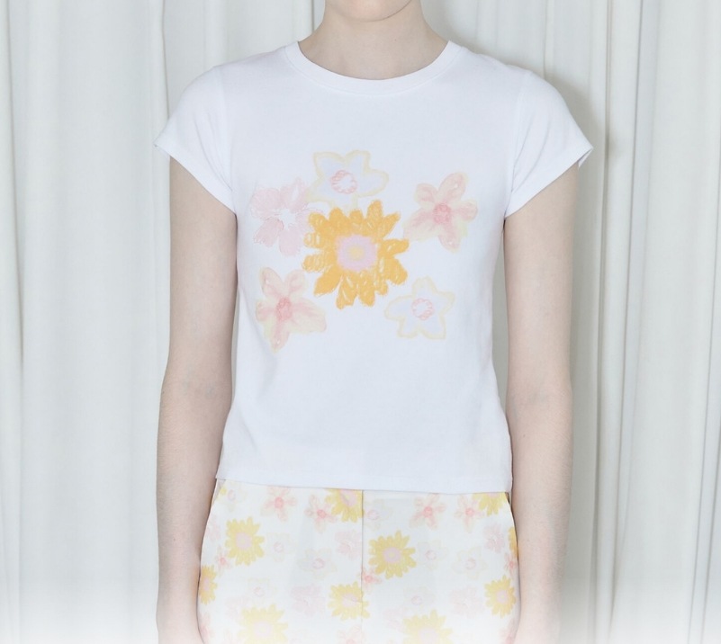 FLOWER CAP SLEEVE T-SHIRT (2 COLORS) mdprevattcaulkingandwaterproofing.com