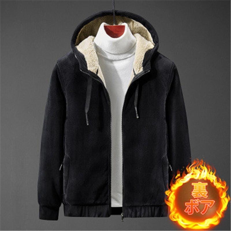 ゆったり 裏起毛 裏ボア スポーツ ジップアップパーカー ジャケット フード付き ポケット付き 冬 厚手 前開き メンズ 長袖 ブルゾン パーカー 秋服