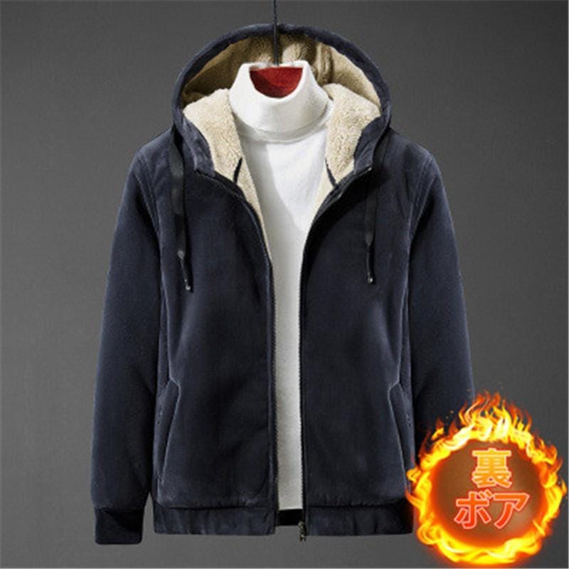 ゆったり 裏起毛 裏ボア スポーツ ジップアップパーカー ジャケット フード付き ポケット付き 冬 厚手 前開き メンズ 長袖 ブルゾン パーカー 秋服