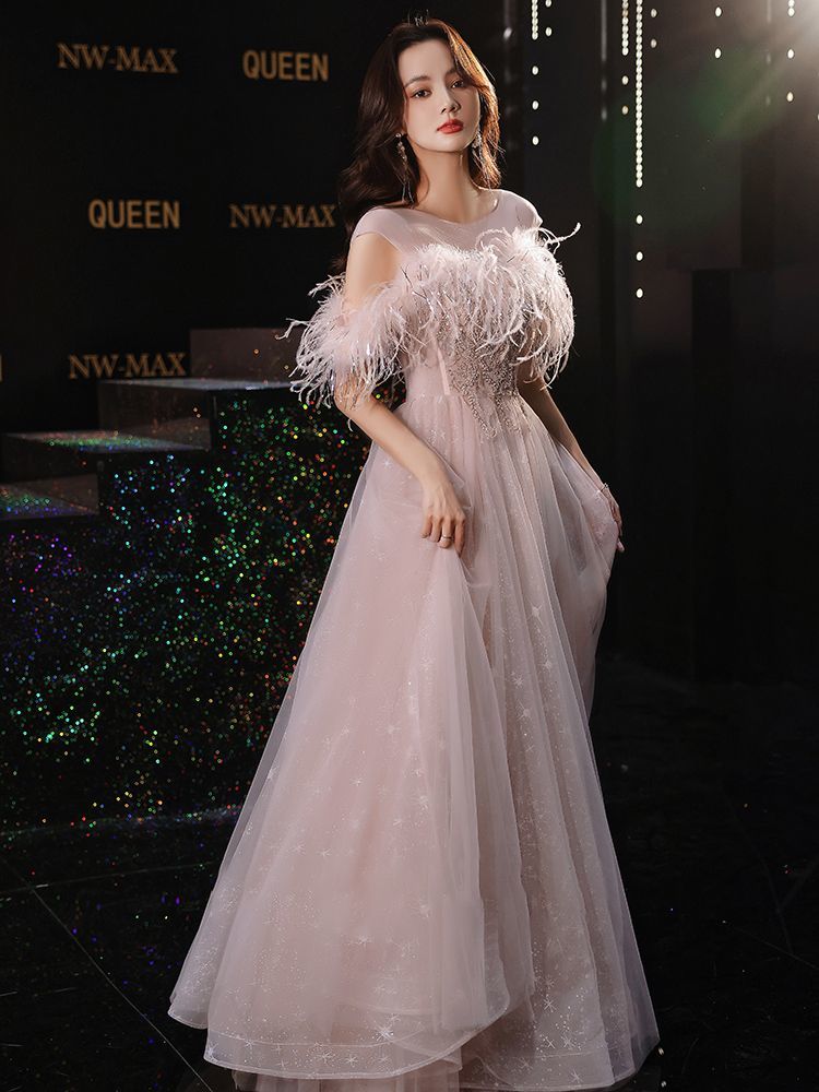 ピンクフェザーイブニングドレス 女の子の誕生日 気質 高度なテクスチャーアート検定 歳の成人式 母の日 母の日-0007699 ピンクフェザーイブニングドレス 女の子の誕生日 気質 高度なテクスチャーアート検定 歳の成人式 母の日 母の日-0007699