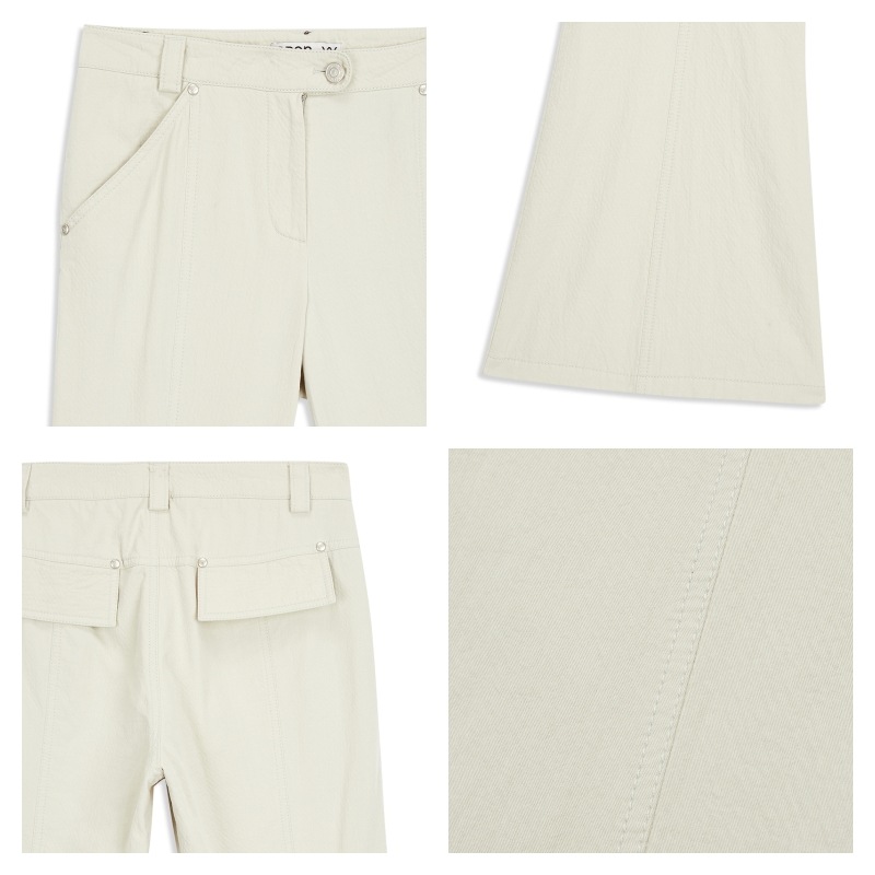 【OPEN Yy】 CRINKLED BOOTCUT PANTS : BEIGE