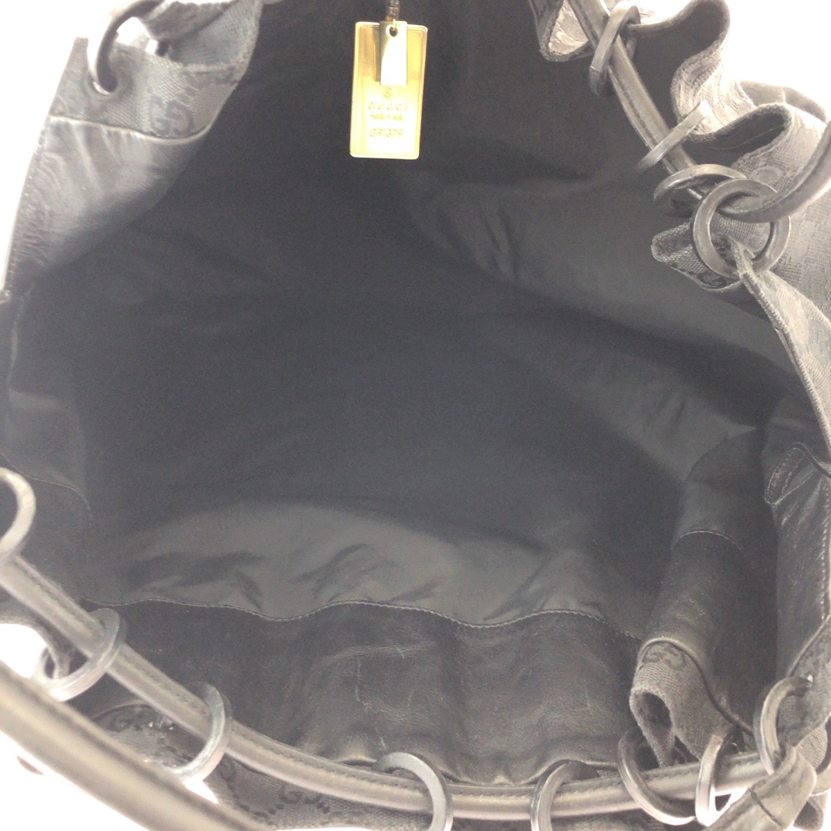 美品 ブラック 黒 ブラック金具 GGキャンバス 91379 巾着 ショルダーバッグ レディース 502469 美品 ブラック 黒 ブラック金具 GGキャンバス 91379 巾着 ショルダーバッグ レディース 502469