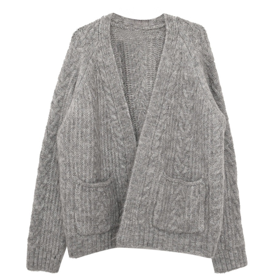 トップス カーディガン ニットカーディガン 長袖 Vネック ミディアム丈 ポケット 萌袖 かわいい 大人可愛い きれいめ シンプル 上品 おしゃれ かっこいい カジュアル レトロ こなれ感 個性的