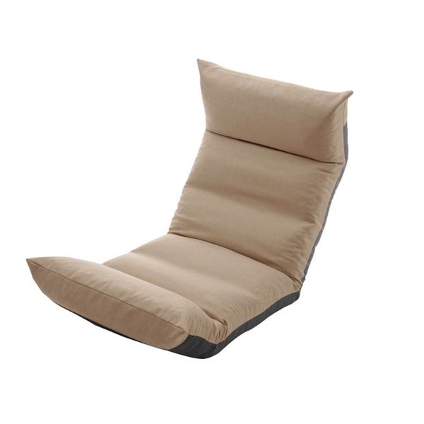 リクライニング フロアチェア/座椅子 ブラウン 幅54cm 日本製 折りたたみ収納可 スチールパイプ ウレタン リビング