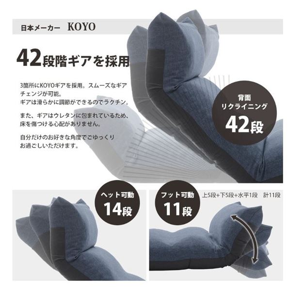 リクライニング フロアチェア/座椅子 ブラウン 幅54cm 日本製 折りたたみ収納可 スチールパイプ ウレタン リビング