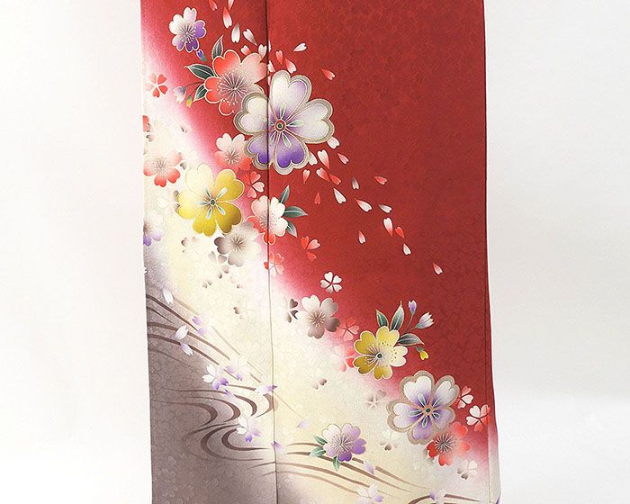 振袖 正絹 桜模様 身丈156cm 裄丈65cm 振袖 美品 リサイクル 着物
