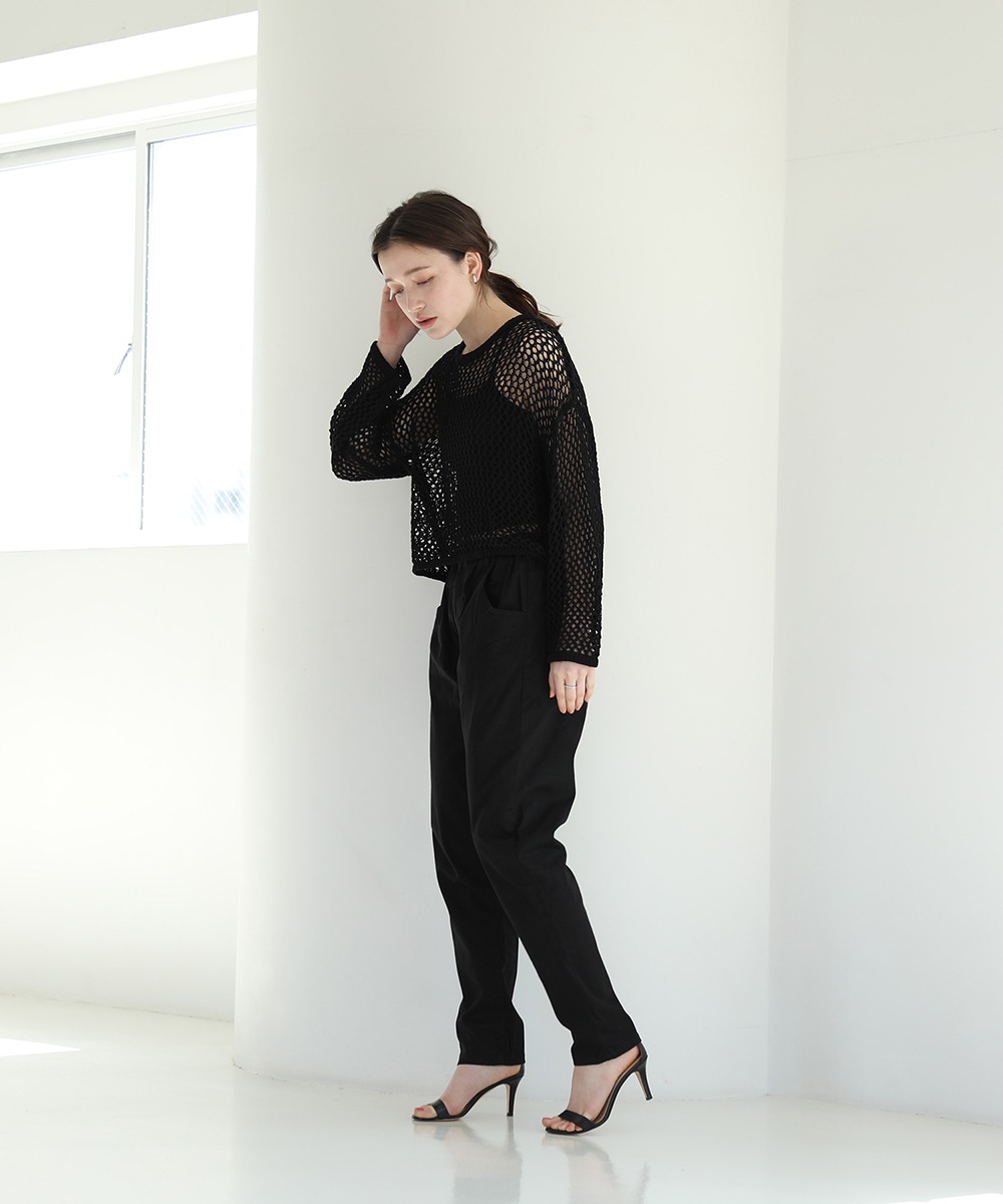 ウエストゴムテーパードツイルパンツ レディース デニムパンツ パンツ ジーンズ ボトムス 体型カバー 細見せ 美脚 ロング コットン 綿100 大人 無地 カジュアル テーパード 春夏秋冬