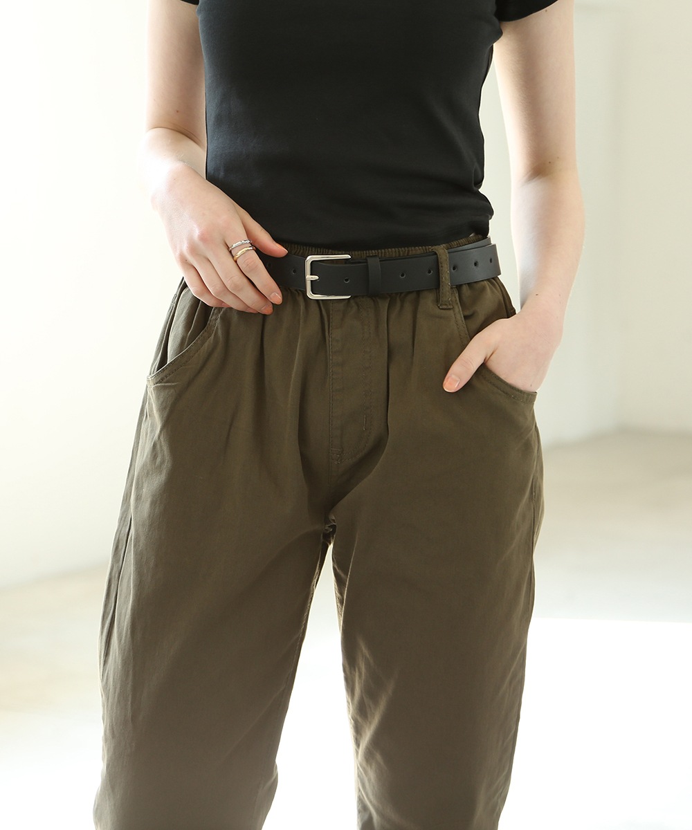 ウエストゴムテーパードツイルパンツ レディース デニムパンツ パンツ ジーンズ ボトムス 体型カバー 細見せ 美脚 ロング コットン 綿100 大人 無地 カジュアル テーパード 春夏秋冬