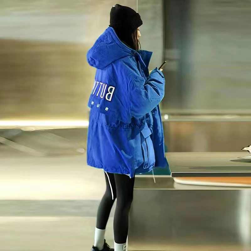 アウターダウンジャケットコート厚手ジャケット 流行り フード付き こうぐふう 裹起毛厚手 韓国版はデザイン感がゆったりしている セミロング 冬新作日系ダウンコットンジャケット 百掛け 快適 コーデ