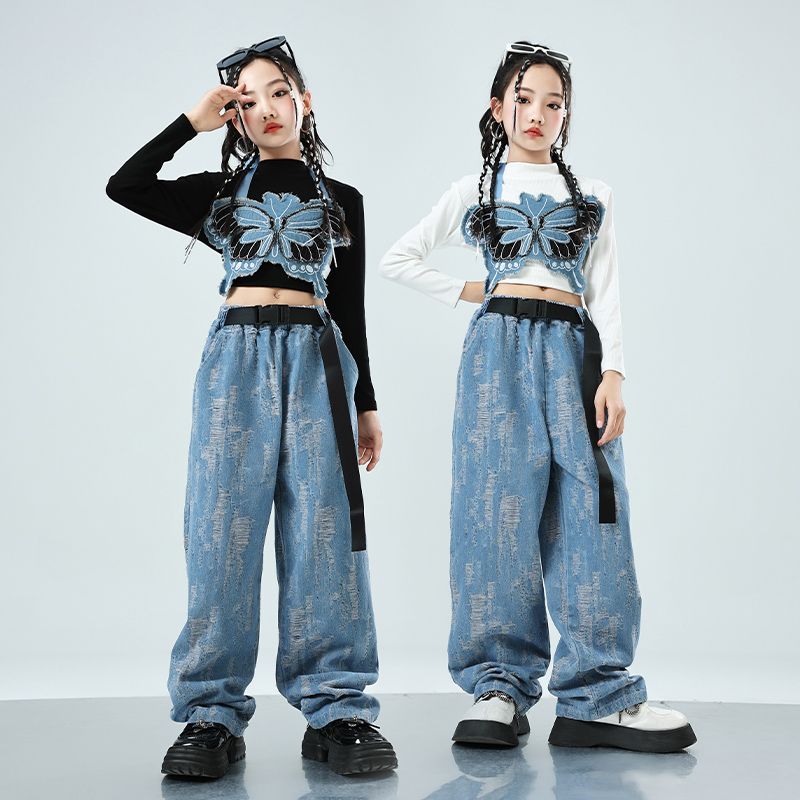 子供の街のダンスの公演服の子供の女の子のカウボーイのスーツのジャズのダンスのhiphopのショーのファッション服のヒップホップ