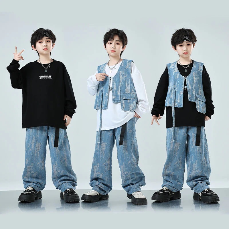 子供の街のダンスの公演服の子供の女の子のカウボーイのスーツのジャズのダンスのhiphopのショーのファッション服のヒップホップ