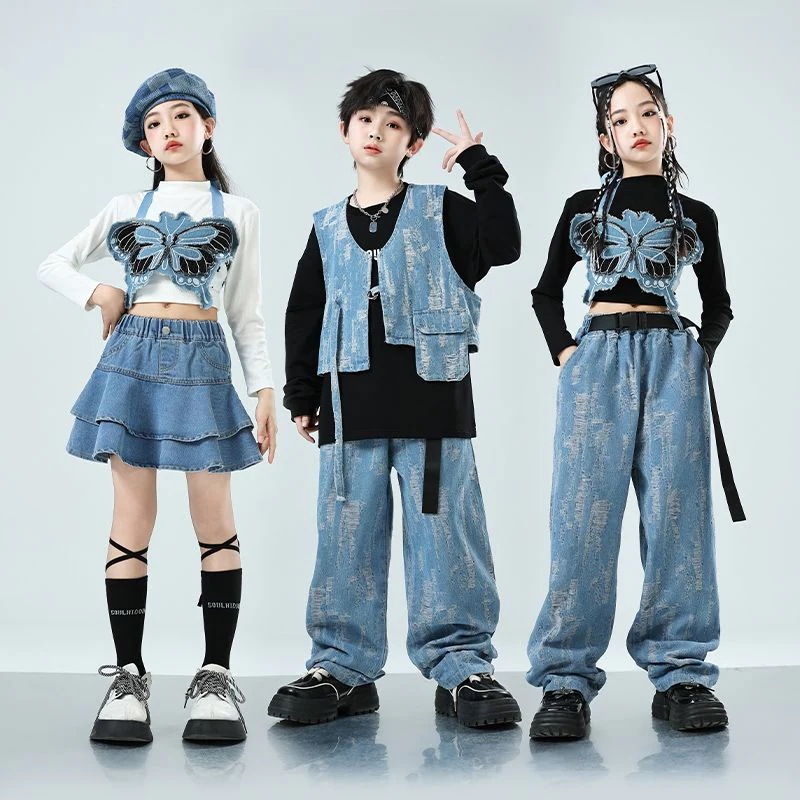 子供の街のダンスの公演服の子供の女の子のカウボーイのスーツのジャズのダンスのhiphopのショーのファッション服のヒップホップ