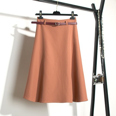 スカート フレアスカート 膝下 Aライン ベルト ポリエステル かわいい 可愛い きれいめ シンプル 上品 おしゃれ お洒落 可愛い 女子 こなれ感 ラブリー キュート ガーリー